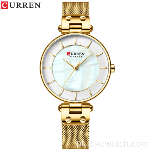 CURREN 9056 relógios de quartzo feminino charmoso relógio feminino de aço completo relógio de pulso feminino relogio feminino strass da moda